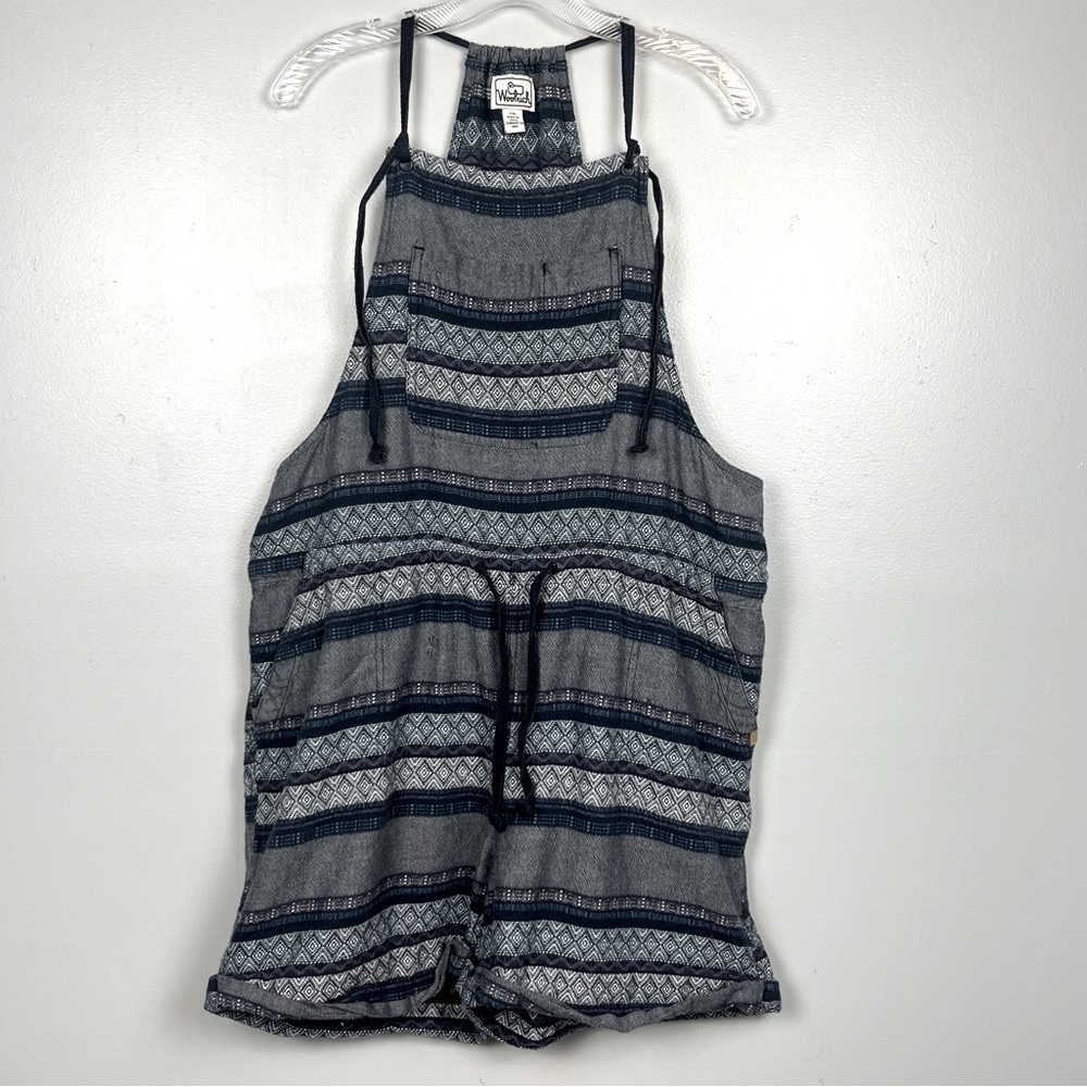 Woolrich Aztec southwestern print 100% organic cotton shortalls, large.